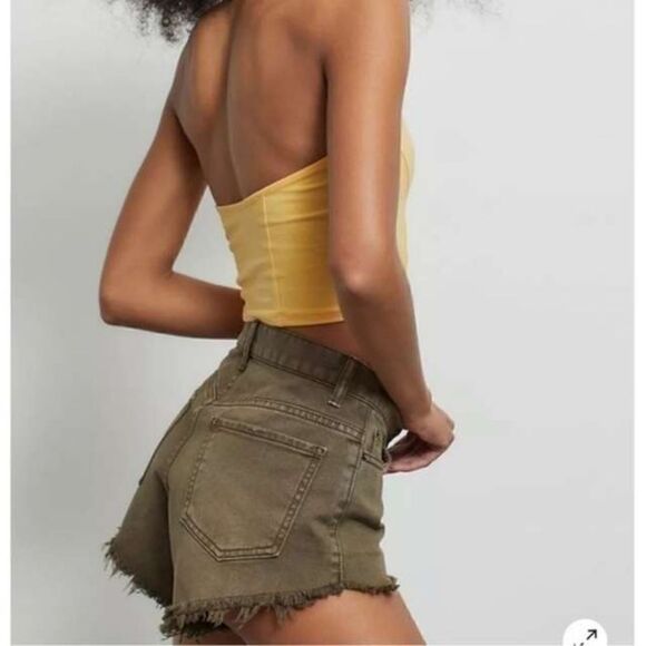 BDG Urban Outfitters High‎ Rise Cheeky Shorts distressed khaki green size 26 NWT - Picture 9 of 9